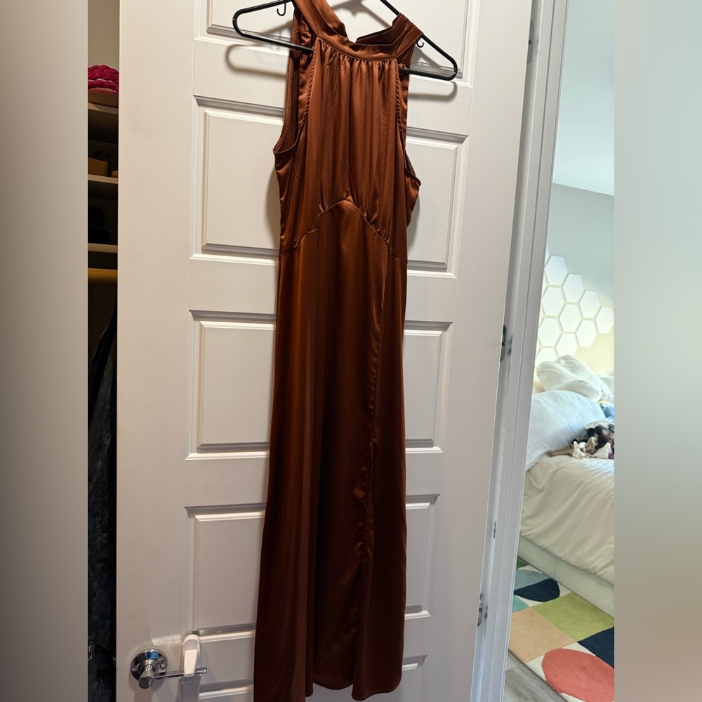 Elegant Brown Sleeveless Dress